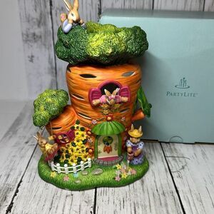 Partylite Bunny Rabbit Family Carrot House Tealight Candleholder P8305 BROKEN